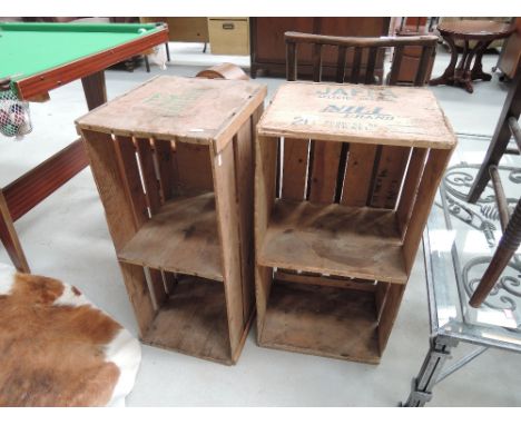 Two vintage orange crates