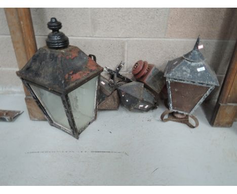 A selection of antique and vintage outside light canopies etc 