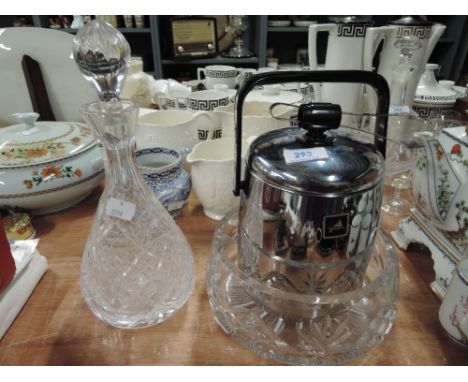 A decanter, bowl and ice bucket