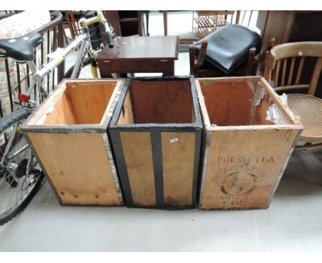 Two vintage tea chests