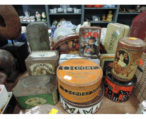 A collection of vintage advertising tin boxes 