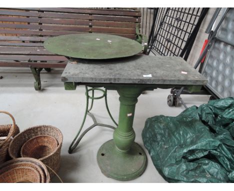 Two vintage metal garden tables