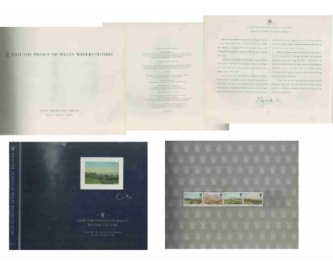 Unsigned hardback book titled HRH The Prince of Wales: Watercolours (To mark the 25th Anniversary of His Investiture). Editio