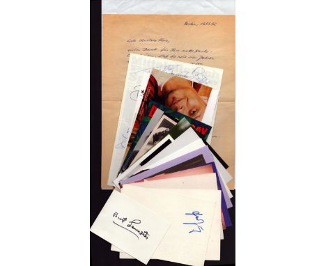 ENTERTAINMENT collection of approx 15 signed photos/cards/letter of various sizes including names of Boney M, Tony Hicks, Jea