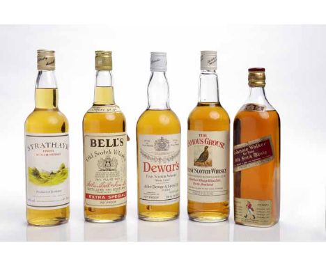 JOHNNIE WALKER RED LABEL
Blended Scotch Whisky. 26 2/3 fl.oz, 70° proof. 
DEWAR'S WHITE LABEL
Blended Scotch Whisky. 26 2/3 f