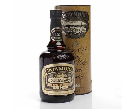 BOWMORE AGED 12 YEARS DUMPY BOTTLE
Islay Single Malt Scotch Whisky. 75cl, 40% volume, in tube.  CONDITION REPORT: Seal: very 