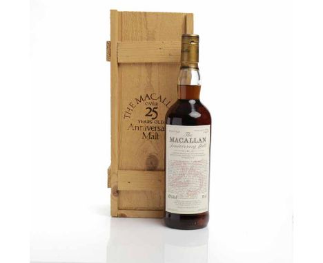 MACALLAN 25 ANNIVERSARY MALT
 'A Special Bottling of Unblended Single Highland Malt Scotch Whisky.' Distilled 1972, bottled 1