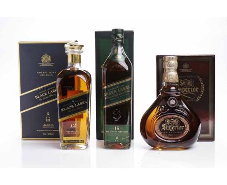 JOHNNIE WALKER BLACK LABEL COLLECTORS EDITION 12 YEARS OLD
Blended Scotch Whisky. Bottle No. 032370. 70cl, 40% volume, in car