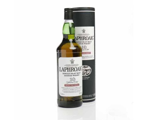LAPHROAIG 10 YEARS OLD ORIGINAL CASK STRENGTH
Islay Single Malt Scotch Whisky. Distilled and bottled in Scotland by D. Johnst