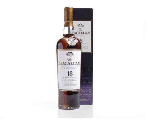 MACALLAN 1995 18 YEARS OLD 
Highland Single Malt Scotch Whisky. Exclusively matured in selected sherry oak casks from Jerez, 