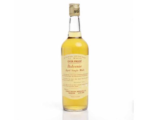 BALVENIE OVER PROOF 
Highland Single Malt Scotch Whisky. Put into cask in November 1969. Bottled by Robert Watson (Aberdeen) 