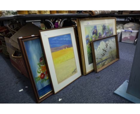 ARTIST SIGNED COLOUR PRINT OF IRISES ANOTHER AFTER PETER SCOTT, ducks in flight, LANDSCAPE IN PASTELS, signed T. Stephenson A
