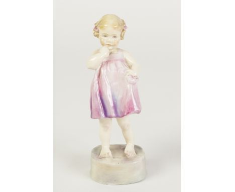 ROYAL WORCESTER CHINA FIGURE 'ONLY ME', modelled by F.G. Doughty, on high oval plinth base, 5 1/2" high, model No. 3226, date