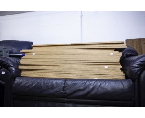 A QUANTITY OF METAL RACKING WITH LIGHT OAK ADJUSTABLE SHELVES 
