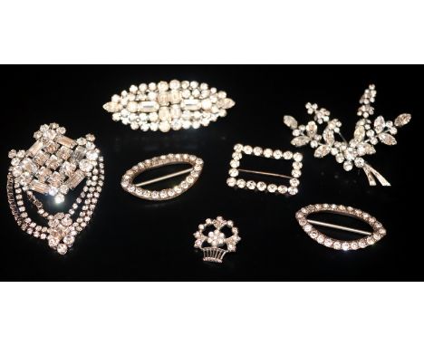 Mixed Lot Of Paste Jewellery To Include Brooches And Scarf Clips 