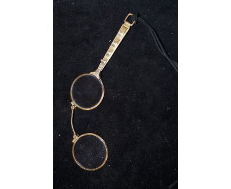 Gold plate ornate Lorgnette opera glasses