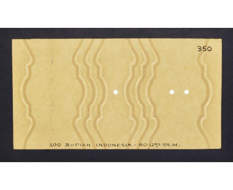 Bank Indonesia (Javasche Bank), watermarked paper for 100 Rupiah (2), issue of 1952, glued into individual blue card frames, 