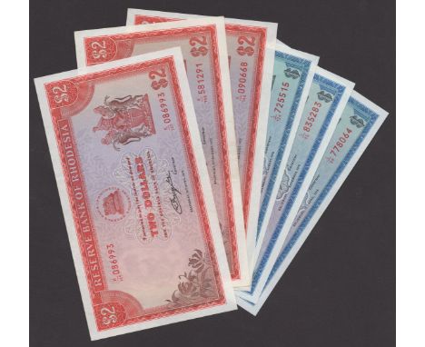 Reserve Bank of Rhodesia, $1 (3), 1 November 1976, 18 April 1978, 2 August 1979, prefixes L/95, L/99 and L/124, also $2 (3), 