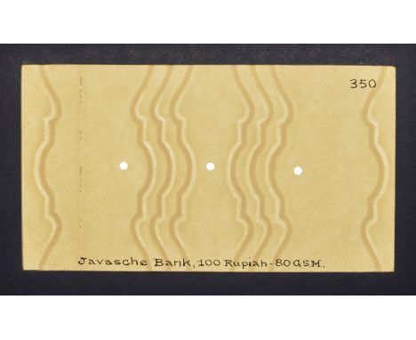 Bank Indonesia (Javasche Bank), watermarked paper for 100 Rupiah (2), issue of 1952, glued into individual blue card frames, 