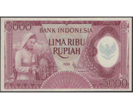 Bank Indonesia, 5000 Rupiah (20), ND (1958), serial number BA 0 03523-42, Sabarcedn signature, uncirculated (20 notes) BNB B5