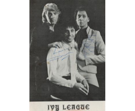 Ivy League signed 6x4 black and white photo. Signed by 2 Members. The Ivy League were an English vocal trio, formed in 1964, 
