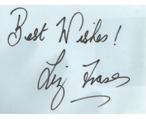 British Film Actress Liz Fraser Signed 4x3 Light Blue Signature Piece. Signed in black marker pen. Great Signature. Good cond