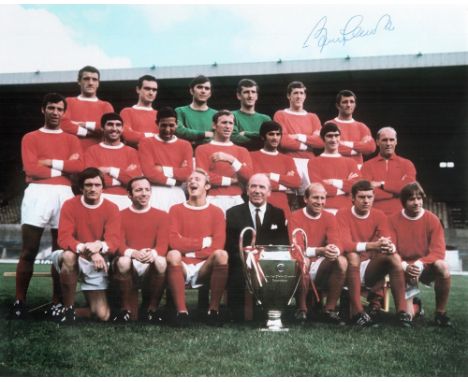 Sir Bobby Charlton signed 10x8 colour photo. Charlton CBE is an English former footballer who played either as a midfielder o