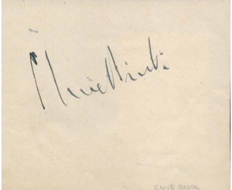 English Actor Clive Brook Signed 4x4 Autograph Album Page. Signed in dark blue ink. Clifford Hardman Clive Brook, 1 June 1887