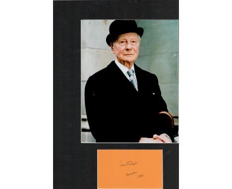 Actor Sir John Gielgud 16x12 overall mounted signature piece includes signed album page and colour photo. Sir Arthur John Gie