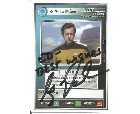 Actor Guy Vardaman signed Star Trek trading card featuring Darian Wallace, dedicated to Ed. Guy Vardaman is a stand in perfor