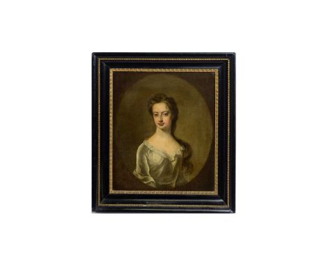 Follower of Sir Peter Lely(18th Century British School)"Portrait of Mrs Myddleton",oil on canvas,32 x 27cms, in frame. Notes: