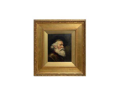 19th Century British SchoolPortrait of a Scottish Laird, wearing a "Tam o' Shanter" bonnet,oil on board,25.5 x 21cms, in fram