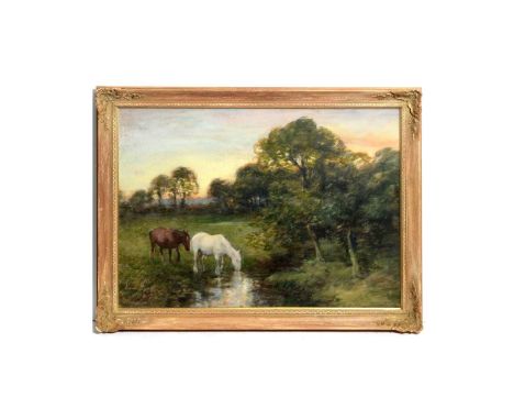 David Thomas Robertson (1879-1952)Horses In the Waning Light, signed,watercolour,54 x 75cms, in frame.