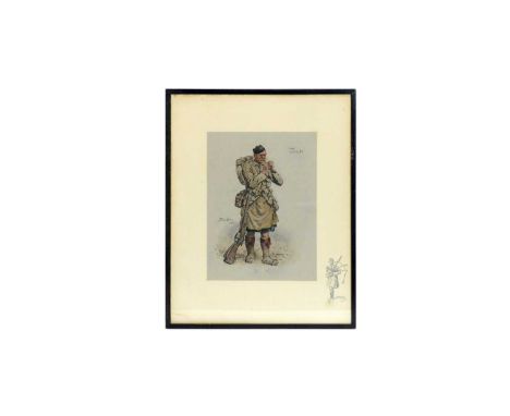 "Snaffles" Charles Johnson Payne (1884-1967)"Jock",with snaffles-bit blindstamp,hand-tinted lithograph, with printed remarque