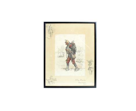 "Snaffles" Charles Johnson Payne (1884-1967)"Sans Panache",with snaffles-bit blindstamp,hand-tinted lithograph, with printed 