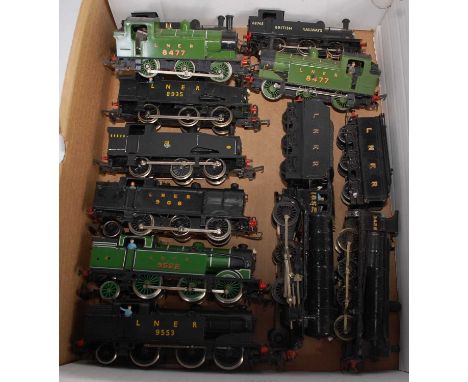 11 LNER locomotives whitemetal 0-8-0 engine and tender, 2-6-0 whitemetal engine and Hornby tender, 9 tank engines classes, N2