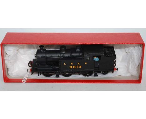 A whitemetal kit built class N7 tank engine LNER black No. 9613 fitted link couplings and scale wheels and sprung buffers, on