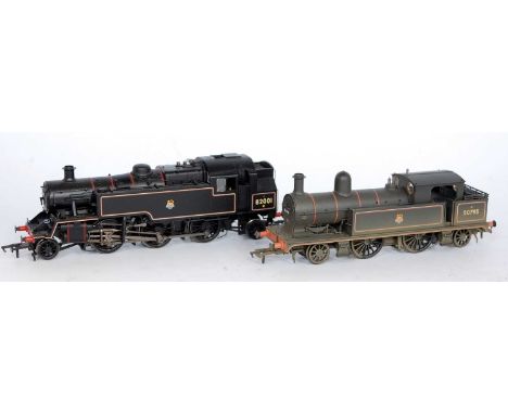 A Bachmann BR lined black standard 3MT 2-6-2 tank engine No. 82091 (G) together with BR lined black factory weathered ex L&am