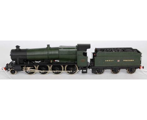 A white metal kit built 2-8-0 engine and tender finished Great Western matt green, as No. 4702, scale wheels, link couplings 
