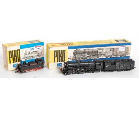 A Piko H0 DB black class BR52 (19-20) 2-10-0 engine &amp; tender (G-BG) and sold with black BR89 0-6-0 tank engine (G-BF)