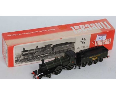 A Southern Railway olive green No. E302 class T9 engine and tender built from a Finecast whitemetal kit fitted with scale whe