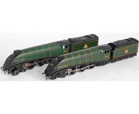 Hornby Dublo 3 rail EDL11 BR green "Silver King" engine and tender, fold to one tender side, some losses to lining (FG) toget