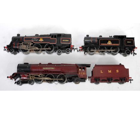 3 Hornby Dublo 3-rail locomotives, Duchess of Atholl engine and tender some paint loss to cylinders and raised edges and smal