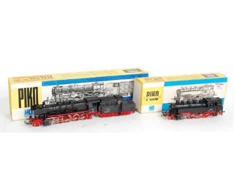 A Piko H0 DB black class BR 52 (19-20) 2-10-0 engine &amp; tender (G-BG) together with a black class BR 86 2-8-2 tank engine 