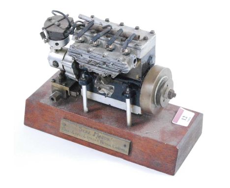 A well-engineered model of a Seal Major 15cc four cylinder four-stroke petrol engine, original castings can be seen in the Mo