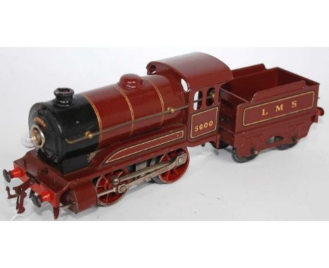 1936-8 Hornby E120 20v AC loco and tender LMS 5600 LMS red with three double boiler bands, just a couple of hardly noticeable