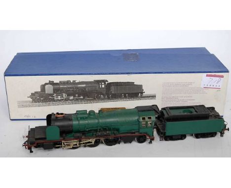 A DJH whitemetal kit built H0 Belgian (G) 4-6-2 engine and tender of class E120, green livery (G)