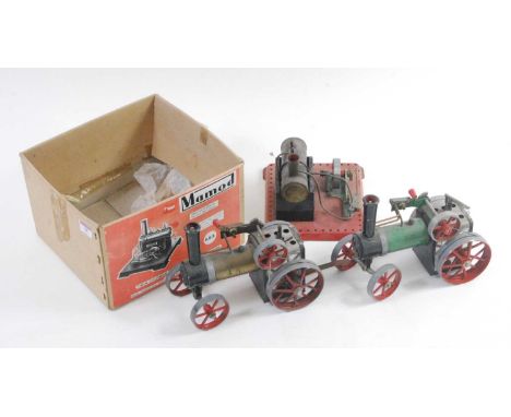 A collection of Mamod live steam traction engines and steam engines, to include an SE3 twin cylinder super-heated steam engin