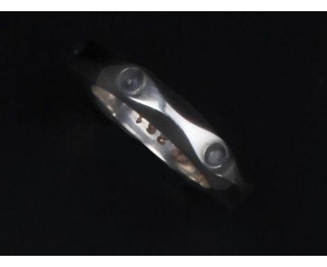 Maria Berntsen (Contemporary) for Georg Jensen 'Mirror' ring inset with moonstone cabochons numbered 261 signed and stamped '