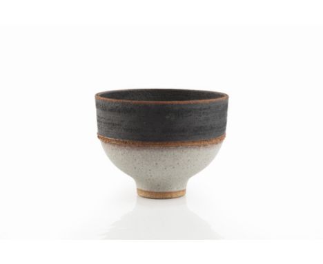 Robin Welch (b.1936) Footed bowl raku, with black band to rim 11cm high, 15cm diameter.